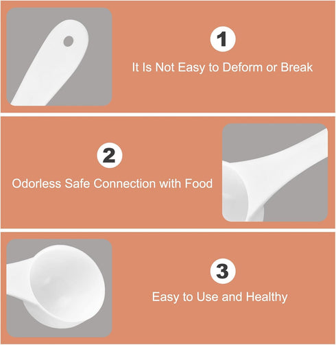 Giantree 10 PCS Teaspoon Measuring Spoons, Food Grade Long Handle Plastic Scoop Set 5 ml Reusable White Measuring Spoon for Coffee Sugar Spices Pr...