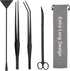 Aquarium Aquascape Tools Kit 15in, 4 in 1 Anti-Rust Aquatic Plant Aquascaping Tool Stainless Steel Silver Tweezers Scissor Spatula for Aquarium Ta...