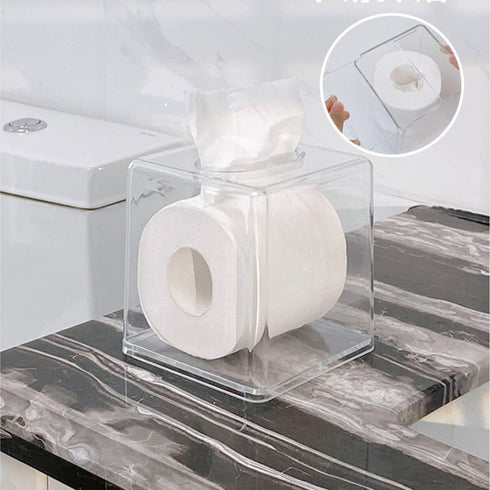 Cq acrylic Tissue Box Holder,Clear Square Tissue Box Cover for Kleenex Tissue Cube Box,Plastic Roll Tissue,Napkin,Facial Tissue Dispenser Box Case...