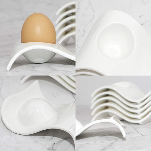Egg Cups for Soft Boiled Eggs, Ceramic Egg Cup, Soft Boiled Egg Holder 6 + 1 Egg Topper Cutter for Decor/Breakfast/Brunch...