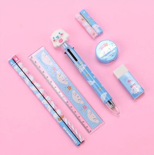 TNB Cute Anime Character Pencil Set, 6 types of pencils Package, design Supplies (Blue)...