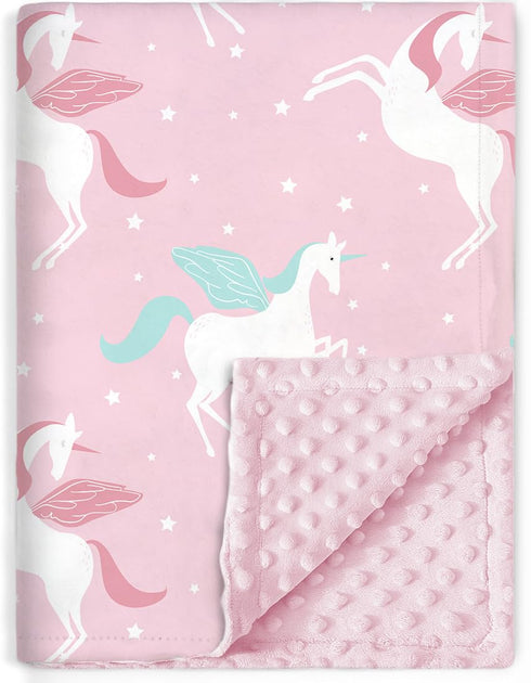 BORITAR Unicorn Baby Blanket for Girls Soft Minky with Double Layer Dotted Backing Ultra Soft and Cute Kids Blanket for Toddler Bed, 30 x 40 Inch ...