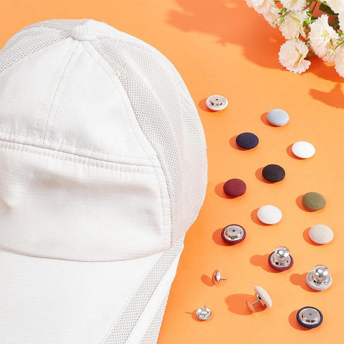 BENECREAT 32Pcs 8 Colors Cloth Covered with Metal Shank Round Buttons 17mm/0.67Inch Cloth Covered Baseball Cap Button Top Replacement for Hats Rep...