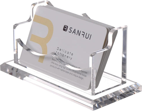 SANRUI Clear Horizontal Business Card Holder Stand for Desk, Acrylic Desktop Display Name Cards Holders Organizer Storage Rack,for Exhibition, Hom...