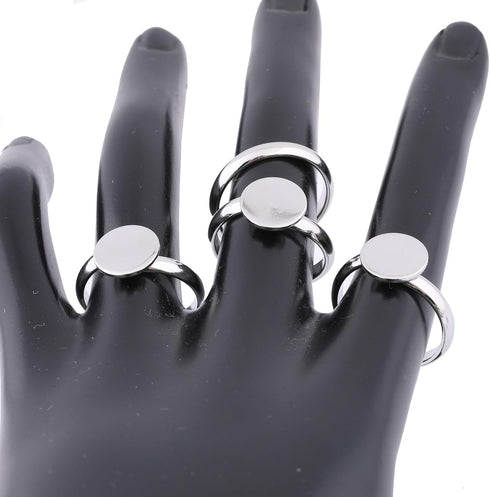 20pcs Stainless Steel 10mm Circle Pad Ring Bezel Blanks DIY Adjustable Fingerring Base Settings for Jewelry Making (Plain Steel)...