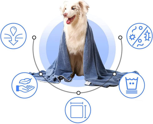 Microfiber Pet Towel - Dog Towel Super Absorbent Large Microfiber Drying Bath Towel for Dogs & Cats, 40x20 inches, Quick Drying, Lightweight Dog B...