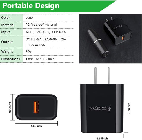 Android Fast Charger for Samsung Galaxy S7 S6 Edge A10 A6 J8 J7 J5 J3 J2 Note 5,LG Stylo 3 2 K40 K30 K20,Moto E7 E6 E5 G5,Kindle fire,Quick Charge...