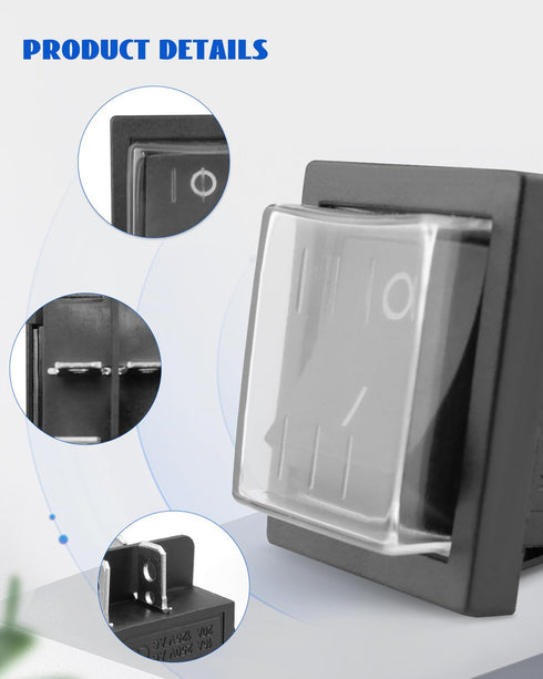 4-Pin Push Button Switch with Waterproof Cover Fit for Household or Similar Electrical Appliances and Equipment Lndustrial Machinery Machine Tools...