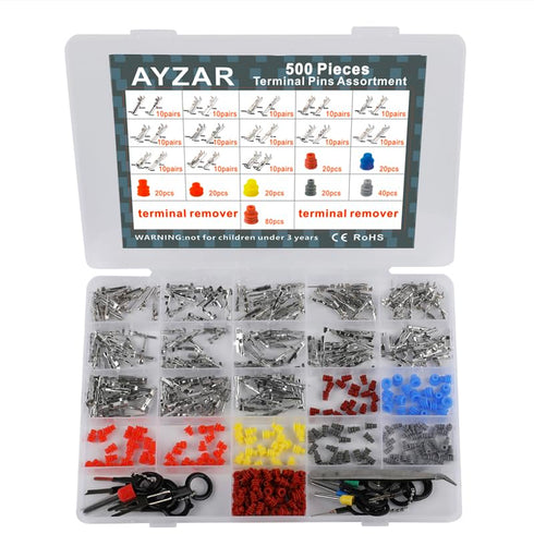 500Pcs Connector Pins Kit Terminal Pin Automotive Car Electrical 1/1.5/1.8/2.2/2.8/3.5mm Pins Male&Female Wire Pins, Wire Seals, Removal Tool kit…...