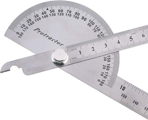 0-180 Degree Angle Finder, Stainless Steel Round Head Rotary Protractor Scale Angle Finder Adjustable Double-arm Ruler Angle, Finder Craftsman Rul...