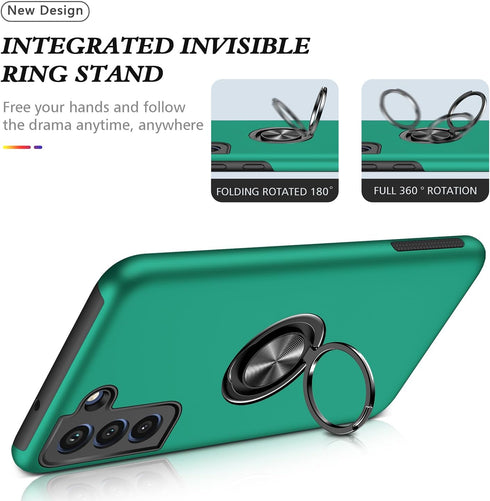 Galaxy S21 FE Case for Samsung S21 FE Case Military Grade Shockproof Built-in Ring Holder Kickstand Car Mount Armor Heavy Duty Protective Case for...