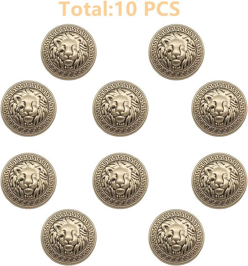 10PCS 25MM Lion Gold Metal Blazer Buttons for Blazers, Suits, Sport Coats, Uniform, Jackets (MBM26)...