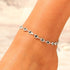 Jovono Boho Crystal Anklets Blue Fashion Anklet Bracelets Beach Foot Jewelry for Women (Silver)...