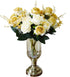 Artificial Flowers, Budding Fake Flowers 9 Heads Silk Roses Bridal Home Garden Office Dining Table Wedding Decor (White+Gold)...
