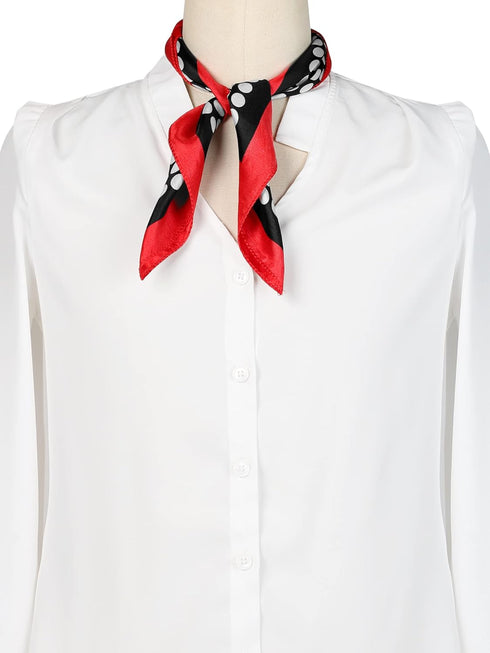 uxcell Red Black Polka Dots Stripe Print Neckerchief Square Neck Scarf Wrap for Lady...