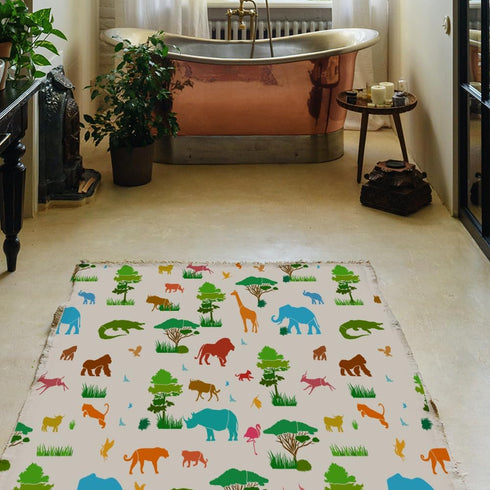 FINGERINSPIRE 16PCS African Animals Stencil Trees Grass Plants Drawing Template Giraffe Elephant Lion Crocodile Rhino Deer Orangutan Cow Bird Eagl...