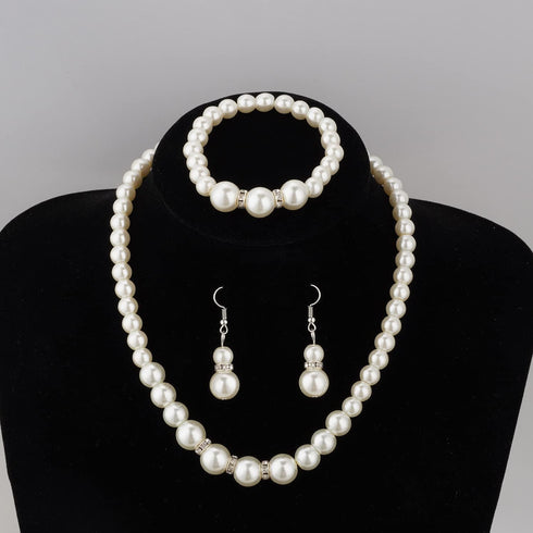 3PCS Pearl necklace Set-Freshwater Pearl Necklace for Charm Lady Girlfriend Wedding Birthday Anniversary Includes Necklace,Bracelet,Earrings Jewel...