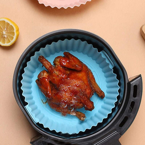 2-pack Air Fryer Silicone Pot, 8 inch reusable silicone air fryer pot,food safe and non stick perfect basket for air fryer, oven, microwave and sk...