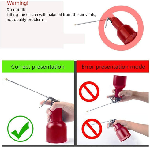 Auniwaig Pump Oil Can 250g Metal High Pressure Feed Oil Spray Gun Bottle Hand Feed Oil Spray Gun Pump Bottle Oiler Red 2pcs...