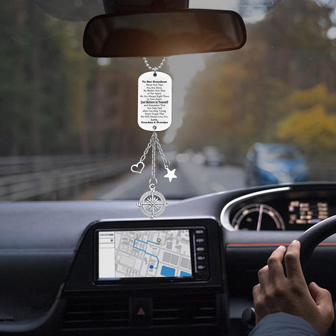 Grandson Gifts from Grandma Car Hanging Ornament Gifts for Grandson from Grandma Car Mirror Hanging Accessories Gift for Grandson to Our Grandson ...