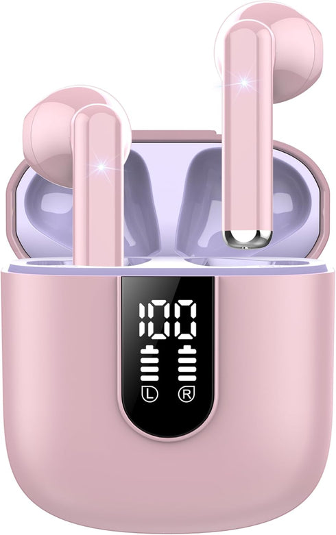 Wireless Earbuds 2024 Bluetooth 5.3 Headphones with HD Mic HiFi Stereo Sound, Wireless Earphones with Dual LED Display Touch Control, IPX7 Waterpr...