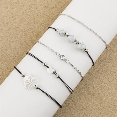 5pcs Bracelets for Womens, Charm Bead Shell Jewellery Bohemia Beach Seashell Ankle Bracelet Stackable Summer Daily Rope Women Bracelet...
