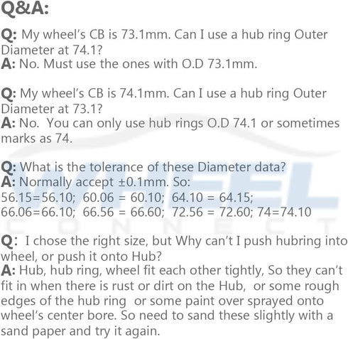 WHEEL CONNECT Hub Centric Rings,72.6 to 65.1, Aluminium Alloy Hubrings,65.1 to 72.56, Set of 4,O.D:72.6-I.D:65.1mm. A...