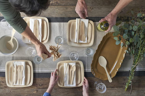 Bambu, Disposable Bamboo Utensils, Set of 100% Organic Biodegradable and Compostable Knives, Forks and Spoons for Weddings, Parties, Picnics, Even...