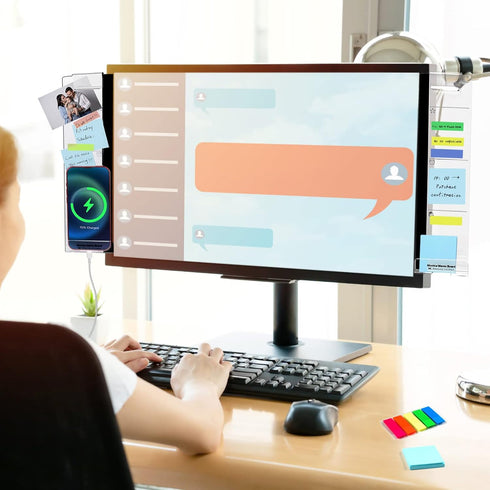 Monitor Memo Board, 2PCS Multifunction Sticky Note Holder for Computer Screen, Acrylic Computer Monitor Memo Board (Left & Right), Computer Sticky...