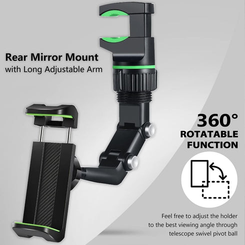 PKYAA Rearview Mirror Phone Mount Holder for Car, 360° Rotating , Multifunctional Mount Phone and GPS Holder Universal Car Phone Holder for All Sm...