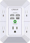 Wall Charger, Surge Protector, QINLIANF 5 Outlet Extender with 4 USB Charging Ports (4.8A Total) 3-Sided 1680J Power Strip Multi Plug Adapter Spac...