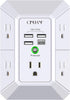 Wall Charger, Surge Protector, QINLIANF 5 Outlet Extender with 4 USB Charging Ports (4.8A Total) 3-Sided 1680J Power Strip Multi Plug Adapter Spac...