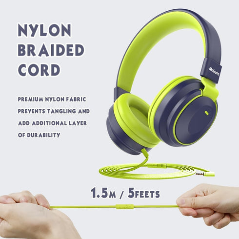 Headphone Kids Volume Limited 85/96dB Wired Over-Ear/On-Earr Foldable Headset with Inline Cable Aux 3.5mm Cord Mic for Boy Girl Child School PC No...