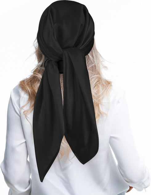 35" Large Square Satin Head Scarf, Silk Shiny Solid Color Head Scarves Sleeping Head Wraps for Women Hair Bandana...
