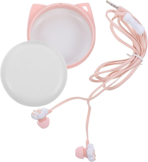 1pc Paw Case Phones Microphone Headphones Wired Cat Style Corded - Phone Earphones Kitten Microphone.mm USB Cell Cartoon Girls with Earbuds for Ea...