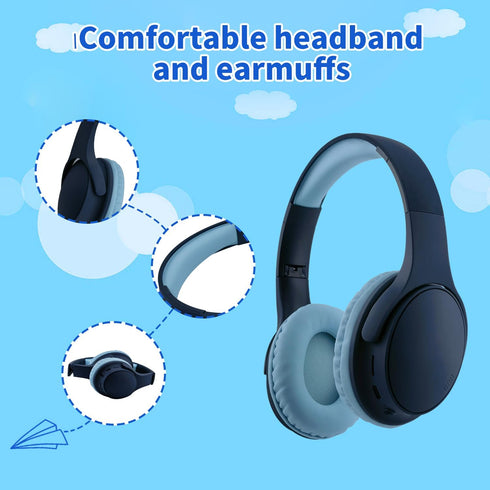 Bluetooth Headphones Over Ear, Noise Isolation Wireless Headphone for Teenger Adult Children for Home Travel Office School Phone Music use (Blue)...
