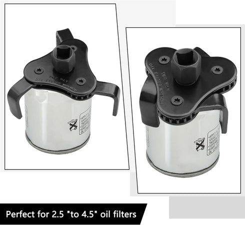 Universal Adjustable Oil Filter Wrench, Carbon Steel, Black, 1/2 & 3/8 Inch Square Drive Socket, 3-Jaw & 2-Way Design...