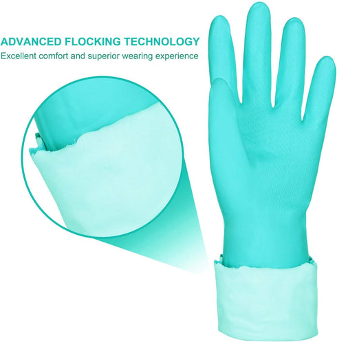 Elgood Reusable Dishwashing Cleaning Gloves with Latex free, Cotton lining,Kitchen Gloves 2 Pairs,Purple+blue Medium...