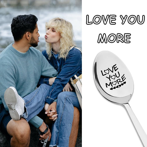 Love You More Spoon Gifts for Him Her Wife Husband Anniversary Birthday Gifts for Boyfriend Girlfriend Christmas Gift for Couples Tea Coffee Spoon...