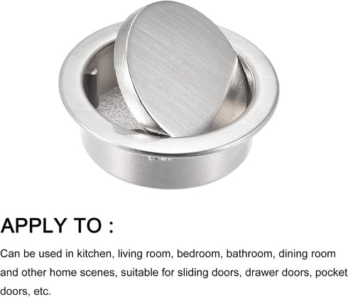 Circular Flush Pull Handle(34mm/1.34") 1Pcs, Zinc Alloy Recessed Pull Handle with Screws - for Drawer Sliding Door, Dark Silver...