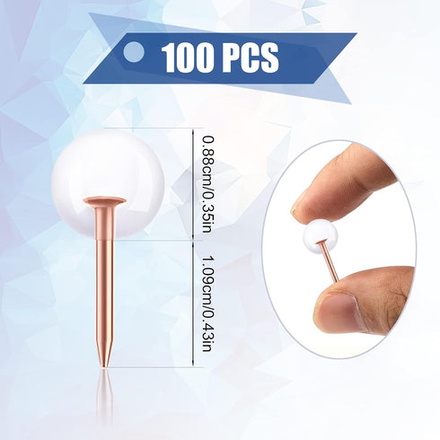 100pcs Thumb Tacks, Rose Gold Flat Push Pins with Storage Box, Clear Round Push Pins Bulletin Board Push Pins for Cork Board Rose Gold Office Supp...