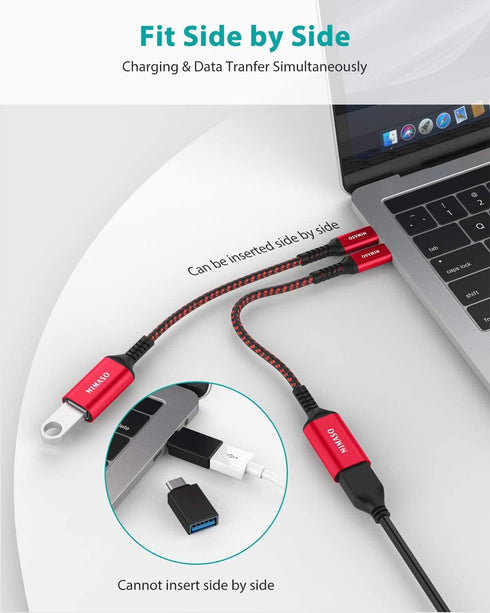 NIMASO USB C to USB 3.1 Adapter 2 Pack, OTG Cable Type C Male to USB Female OTG Adapter Compatible with iPhone 15/15 Pro/15 Plus/15 Pro Max, MacBo...