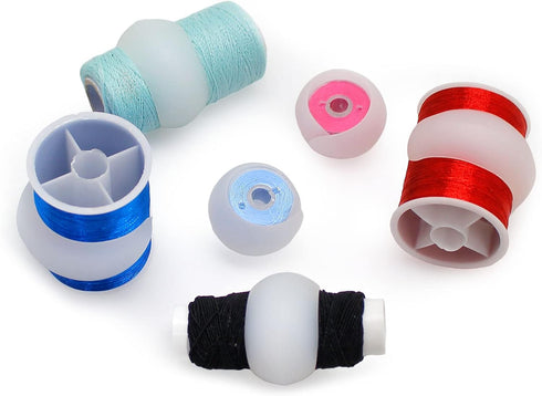 Fbshicung 60pcs Semi Clear Silicone Thread Spool Savers, includes 20 Thread Spool Huggers, 20 Bobbin Clips, 20 Bobbin Holders – Control Thread End...