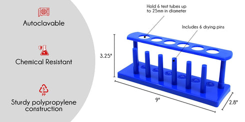 EISCO Test Tube Stand, Polypropylene, 25mm dia. Holes for 6 tubes...