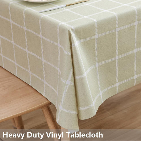 TruDelve Heavy Duty Vinyl Tablecloth Sage Green Plastic Table Cloth Spring Square Tablecloths Waterproof Outdoor Picnic Tables Cover (54'' x 54'',...