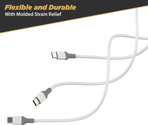 Scosche CC4WG-SP Strikeline USB-C to USB-C Sync Charging Cable, 4 Feet, White/Gray...