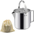 Camping Tea Kettle, Portable 1.2L Coffee Pot, Outdoors Camping Pot, with Handles and with Lids for Camping Hiking Picnic Camping, Backpacking, Sil...
