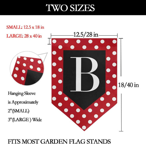 Monogram Letter B Garden Flag Red and White Polka Dot Pattern Double Sided Home Yard Decor Banner Outdoor 12.5 x 18 Inch...