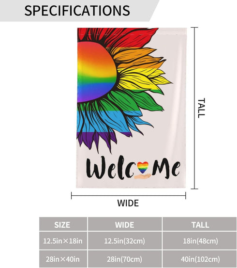 Pride Welcome Garden Flags, Double Sided LGBTQ Progress Yard Flag 12x18 Inch for Lesbian Gay Bisexual Pride Month Decorations Indoor Community Law...