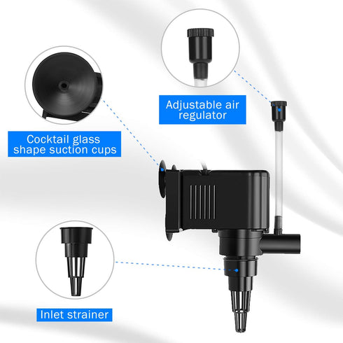 AquaMiracle Aquarium Powerhead Pump Circulating Water Pump 135 GPH for 10-40 Gallon Aquariums with Aerating Features...